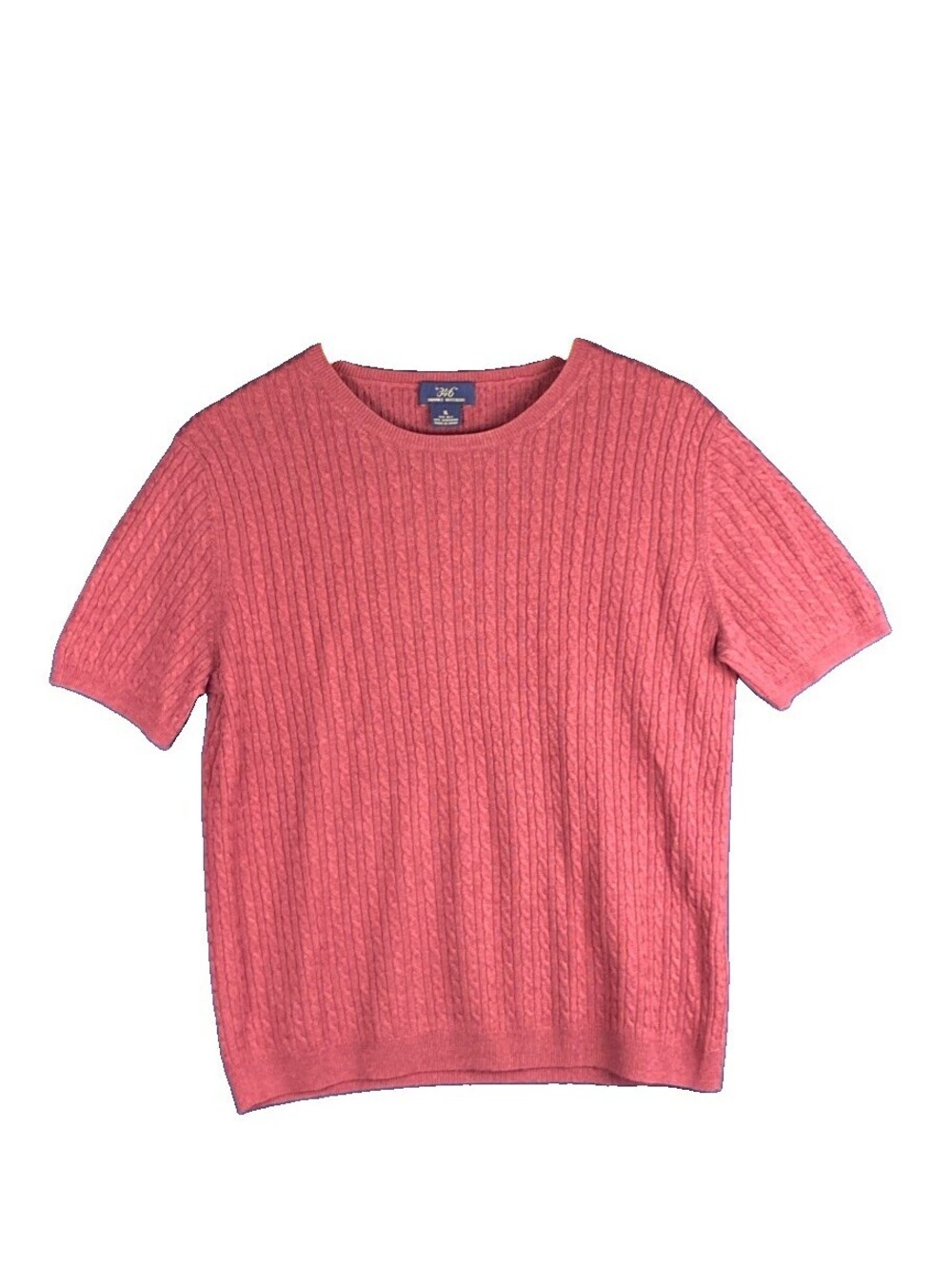 Brooks Brothers Red BrickCable Knit Silk Cashmere Short Sleeve Sweater XL Preppy